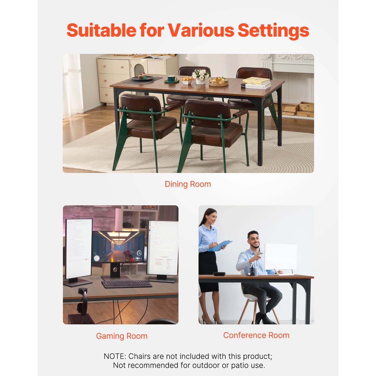 71in Rectangle Dining Table Wood Kitchen Table For 6-8 Person Brown (Only Table)_voghion.com